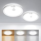 [2 Stücke] LED Deckenleuchte mit Bewegungsmelder, Matane 18W Deckenlampe Bewegungssensor Innen, Warmweiß/Neutralweiß/Kaltweiß für Schlafzimmer Flur Küche Badzimmer Balkon Keller Garage Treppe - 22cm