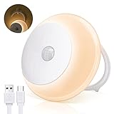 Aigostar Nachtlicht Kinder mit Bewegungsmelder 3 Modi (AUTO/ON/OFF), Nachttischlampe USB Aufladung, Nachtlampe für Kinderzimmer, Schlafzimmer, Treppe, Flur, Küche, 0.5W Schranklicht 3000K Warmweiß