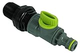 GASMIS Tankdurchführung mit Absperrhahn, Außengewinde 26,44mm, 3/4'xQuick Connector, Regentonnendurchführung, Regenfass, Wassertonnen, 1 Stück