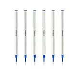 Tintenroller-Mine 4.37''，Roller Ball Fine Point 0,5 mm, German Ink Refill Packung mit austauschbaren Kugelschreiber Refills Medium Point(6er Pack) (blau)