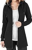 Tuopuda Damen Hoodie Jacke Oversize Reißverschluss Winterjacke Langarm Mantel Winter Cardigan Kapuzenpullover Sweatshirt mit Kapuze Strickjacke Kapuzenjacke mit Taschen Kapuzenpulli, Schwarz, XXL