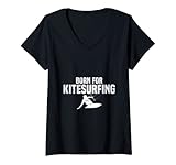 Damen Kitesurfing Born to Kitesurfing T-Shirt mit V-Ausschnitt