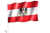 sportfanshop24 2 Stück/1 Paar Autoflagge/Autofahne Österreich mit Adler/Bundesadler - Fahne/Flagge für Auto 2X - car Flag