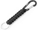 EOTW Paracord Schlüsselanhänger mit Karabinerhaken D Ringhaken, Schlüsselband mit Kettenhaken Schlüsselring, Überlebens-Kits Heavy Duty Halter Armee für Autoschlüssel Flasche (1 Schwarz)