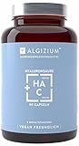 Hyaluronsäure Kapseln – 90 vegane Kapseln mit 600mg hochdosierte Hyaluronsäure und zusätzlichen 100 mg Vitamin C (3 Monatspackung) - ohne synthetische Zusatzstoffe - hergestellt von Algizium in der EU