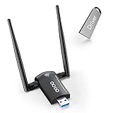 QGOO WLAN Stick Für PC, AC1300 WLAN Stick mit hoher Verstärkung, Zwei 5dBi Antennen 802.11AC Dualband 2.42GHz/5.8GHz WLAN Adapter PC, USB WLAN Stick für Windows 11/10/8.1/8/7, Mac OS X 10.9 - 10.15