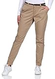 VERO MODA Damen Chino Hose VMFlame Straight Damenhose mit Gürtel 10192936 Silver Mink M/30