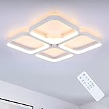 48W LED Deckenleuchte Weiß, Modern Wohnzimmerlampe with Elegantes Design, Deckenlampe Dimmbar mit Fernbedienung, Speicherfunktion/2700K-6000K/40x40cm, Lampen for Wohnzimmer, Schlafzimmer