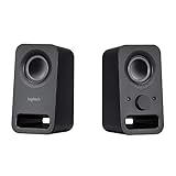 Logitech Z150 PC-Lautsprecher, Stereo Sound, 2 Lautsprecher, 6 Watt Spitzenleistung, 3,5 mm Eingang, Regler am rechten Lautsprecher, Kopfhörerbuchse, UK Stecker, PC/TV/Handy/Tablet - Schwarz