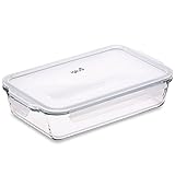 Igluu Meal Prep - Glas-Lasagneform mit luftdichtem Schnappverschluss-Deckel - Große rechteckige Backform - BPA-frei, mikrowellen-, gefrier- und spülmaschinengeeignet 2.2L (Cook n Freeze)