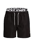 JACK & JONES Herren JJIARUBA JJSWIMSHORTS AKM DB WB SOLID Badehose, Black, L