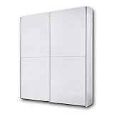 Stella Trading PULS Eleganter Kleiderschrank mit viel Stauraum - Vielseitiger Schwebetürenschrank in weiß, schachbrett weiß - 170 x 195 x 58 cm (B/H/T)