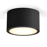 OPPER LED Aufputzleuchte Deckenleuchte flach mit LED GX53 230V 6W warmweiß 3000K,Decken Aufbauspot Ø95x55mm schwarz rund