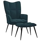 vidaXL Relaxsessel mit Hocker Fernsehsessel Sessel Polsterstuhl Stuhl Relaxstuhl Polstersessel Armsessel Ohrensessel Wohnzimmer Blau Samt