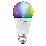 LEDVANCE Smarte LED-Lampe mit WiFi Technologie, Sockel E27, Dimmbar, Lichtfarbe änderbar (2700-6500K), RGB Farben änderbar, ersetzt Glühlampen mit 60 W, SMART+ WiFi Classic Multicolour, 1er-Pack