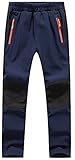 BenBoy Kinder Softshellhose Gefüttert Skihose Thermohose Wasserdicht Winter Schneehose Jungen Mädchen Wanderhose Outdoorhose,KZ0018-Blue-134/140