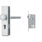 ABUS Tür-Schutzbeschlag KLS114 F1, aluminium, 210327 & Einsteckschloss ESK PZ2 Universal S silber 58393