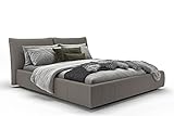 Bett Polsterbett Doppelbett Ehebett KAWOLA Henry Leder Bett hochwertiges Leder Bett 140 x 200-160 x 200-180 x 200-200 x 200 mit Kopfteil aus Leder bezogen grau 160x200cm