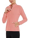 COOrun Fleecejacke Damen Arbeitsjacke Fitness Softshell Laufjacke Winter Sport Jacke mit Reißverschluss Orange,Medium