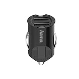 Hama USB Auto Ladegerät mit 12/24 V (KFZ Adapter zum Laden von Smartphone, Handy, Tablet pber USB A, 2 USB A Anschlüsse für Zigarettenanzünder) schwarz