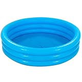 com-four® Planschbecken für Kinder, 3-Ring Kinderpool in blau mit Reparaturflicken, 114x25cm, ca. 132 Liter