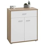 CARO-Möbel Kommode Sideboard Schrank Tommy in Sonoma Eiche/weiß, Anrichte mit 1 Schublade und 2 Türen