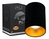 EDO Aufbaustrahler Aufbauleuchte ZAMA BLACK GOLD GU10 Deckenleuchte Aufputz mit GU10 Fassung 230V rund schwarz / gold Strahler Deckenlampe Aufbau-lampe Downlight aus Aluminium Aufbauspot EDO777343