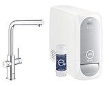 GROHE Blue Home Starter Kit, Küchenarmatur mit Filterfunktion, für Sprudelwasser, WLAN, herausziehbarer L-Auslauf, Wassersprudler 31927001, Chrom