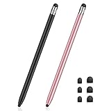 Tablet Stift MEKO 2 Pack Touchscreen Stift 2 in 1 Gummi Stylus Touch Pen für Allen Handy/Tablets iPhone i-Pad pro Mini iwatch Samsung Huawei xiaomi Surface chromebook usw Schwarz+Rose Gold