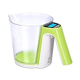 Relaxdays Meßbecher mit Waage, abnehmbarer Messbecher, wiegen, messen, versch. Maßeinheiten, Tara, b, 1.2l