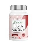 naturally Eisentabletten mit 80mg Vitamin C - 180 Tabletten - Hoch bioverfügbares 20mg Eisen Bisglycinat - vegan, ohne Zusätze, laborgeprüft, Made in Germany