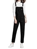 Tomwell Frauen Jeans Klassisch Retro Hosenträger Latzjeans Röhrenjeans Straight Fit Overall Washed Jeanshose Damenlatzhose Ärmellos mit Taschen Schwarz M