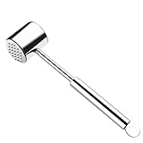 Newaner Fleischklopfer Edelstahl 304, Schnitzelklopfer Doppelseitig, Fleischhammer, Meat Tenderizer für Schnitzel, Steak, Rindfleisch, 26 cm Lang, Silber