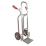 Trestles Sackkarre Alu Aluminium Vollgummireifen Sackkarren Transportkarre Treppensackkarre S04 Alu | 150kg Tragkraft | Treppenrutschkufen | Radschutz | große Schaufel | Sicherheitsgriffe | Made in EU