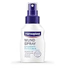 Hansaplast Wundspray (50 ml), zur antiseptischen Wundreinigung durch mechanische Spülung, Spray schützt vor Wundinfektionen, farblos und besonders hautfreundlich