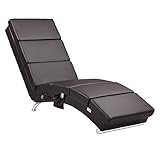 Casaria Relaxliege XXL London Massage- Heizfunktion Ergonomisch 186cm Relaxsessel Loungesessel Chaiselongue Kunstleder Braun