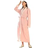 Jolog Nachtwäsche Damen Kleid Damen Weicher Gemütlicher Bademantel Flauschiger Fleece Winter Warm Damen Bademantel, Rosa [Damen]-XL