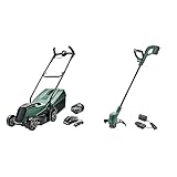 Bosch Akku-Rasenmäher CityMower 18 (18 Volt, 1 Akku 4,0 Ah, Schnittbreite: 32 cm, Rasenflächen bis 300 m²) & r EasyGrassCut 18-230 (1x Akku 2,0 Ah, 18 Volt System, Schnittkreisdurchmesser 23 cm)