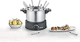 SEVERIN Fondue, spülmaschinengeeignetes Fondueset mit 8 farblich markierten Gabeln, elektrisches Fondue aus Edelstahl für Käsefondue, Schokofondue oder Ölfondue, schwarz, FO 2470