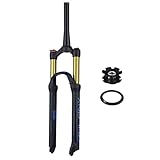 UPPVTE 1-1/2' Fahrrad Federgabel,Rebound-Anpassung 26/27,5/29in Schnellspanner Hub 125mm MTB Fahrrad Air Front Fork Fahrradgabeln (Color : Gold-Manual Lock, Size : 26inch)