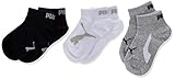 PUMA Unisex Kinder Puma Kids' Bwt Quarter (3 Pack) Socks, White / Grey Black, 27-30 EU