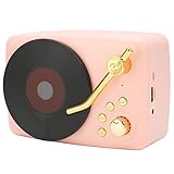 Eosnow Bluetooth-Lautsprecher, kabelloser Retro-Lautsprecher, verlustarm, tragbare Plattenspielerform, AUX-Eingang, USB-Aufladung für Partys zu Hause(Rosa)