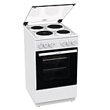 Gorenje GE5A 22 WH Elektrostandherd mit Elektro-Edelstahl-Kochfeld / 50cm / 74 Liter/PerfectGrill/Pizzamodus 300°C/weiß