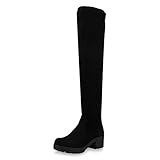 SCARPE VITA Damen Stiefel Overknees Leicht Gefütterte Boots Plateau Vorne 167762 Schwarz 38