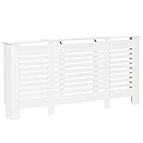 HOMCOM Heizkörperverkleidung Heizkörperabdeckung Heizkörper Radiator Abdeckung Einstellbar MDF Weiß 140-202 x 19 x 82,5 cm