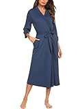 UNibelle Damen Bademantel Morgenmantel Navyblau M