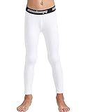 COOLOMG Kinder Kompressionshose Thermowäsche Funktionswäsche Base Layer Radsport Joggen Fitness Outdoor Innenfleece Winter Weiß XL