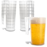 10x Trinkbecher mit Henkel 400 ml | Plastik Becher | Partybecher Mehrweg für Trinkspiel mit Bier | Party Becher To Go | Festival Zubehör | Beer Pong Becher | Bierpong Becher Set Spülmaschinenfest