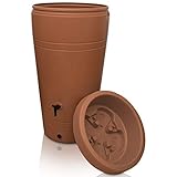 YourCasa Regentonne 230 Liter [Decore Design] Regenfass Frostsicher aus Kunststoff - Regenwassertonne mit Wasserhahn - Regenwassertank Garten (Terracotta)