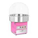 Royal Catering RCZK-1200E Zuckerwattemaschine Cotton Candy Machine mit Abdeckhaube Spuckschutz (Ø 52 cm, 1.200 W, 1 Einheit / 60 s, inkl. Zubehör) Pink